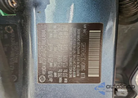 2009 Hyundai Santa Fe Se из США, поврежденный, VIN 5NMSH73E39H266983